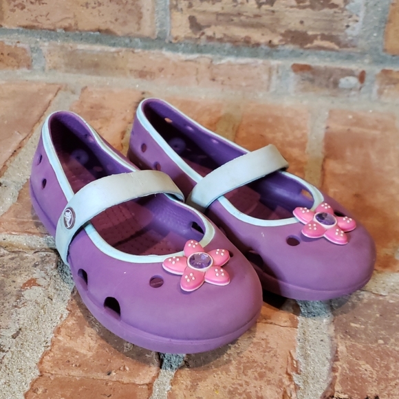 flowered crocs